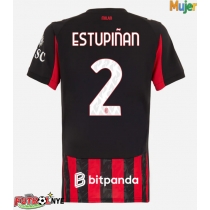Camiseta AC Milan Pervis Estupinan #2 Primera Equipación para mujer 2025-26 manga corta